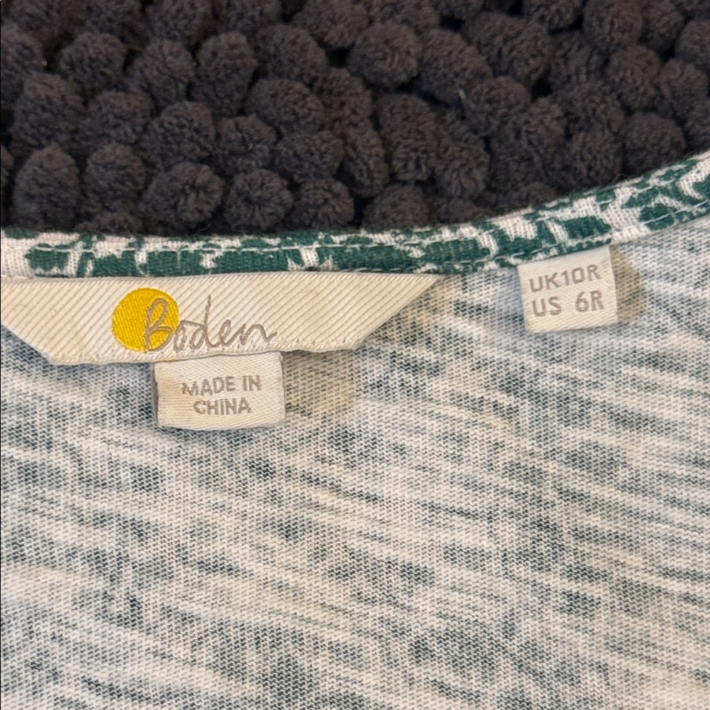 Boden Green Printed V-Neck Mini Dress with Puff Sleeves - Picture 3 of 7